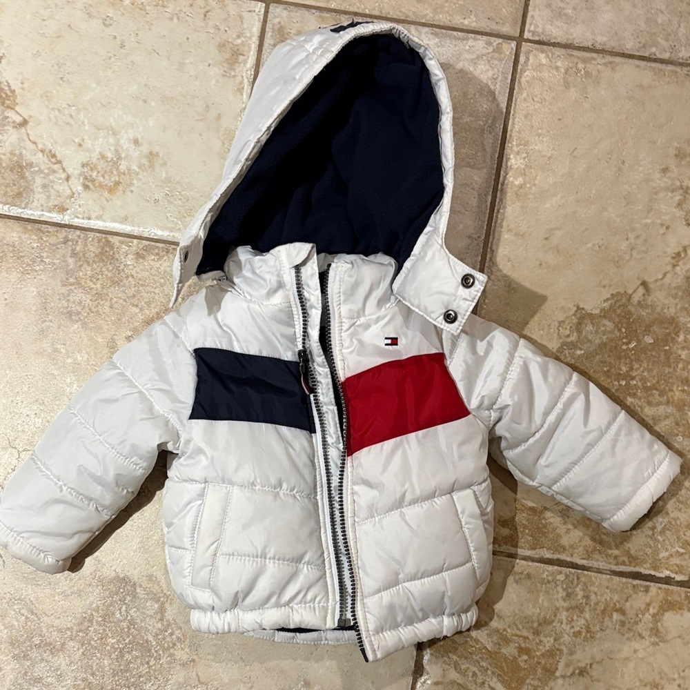 Tommy Hilfiger Kids' White Jacket with Navy and Red Details